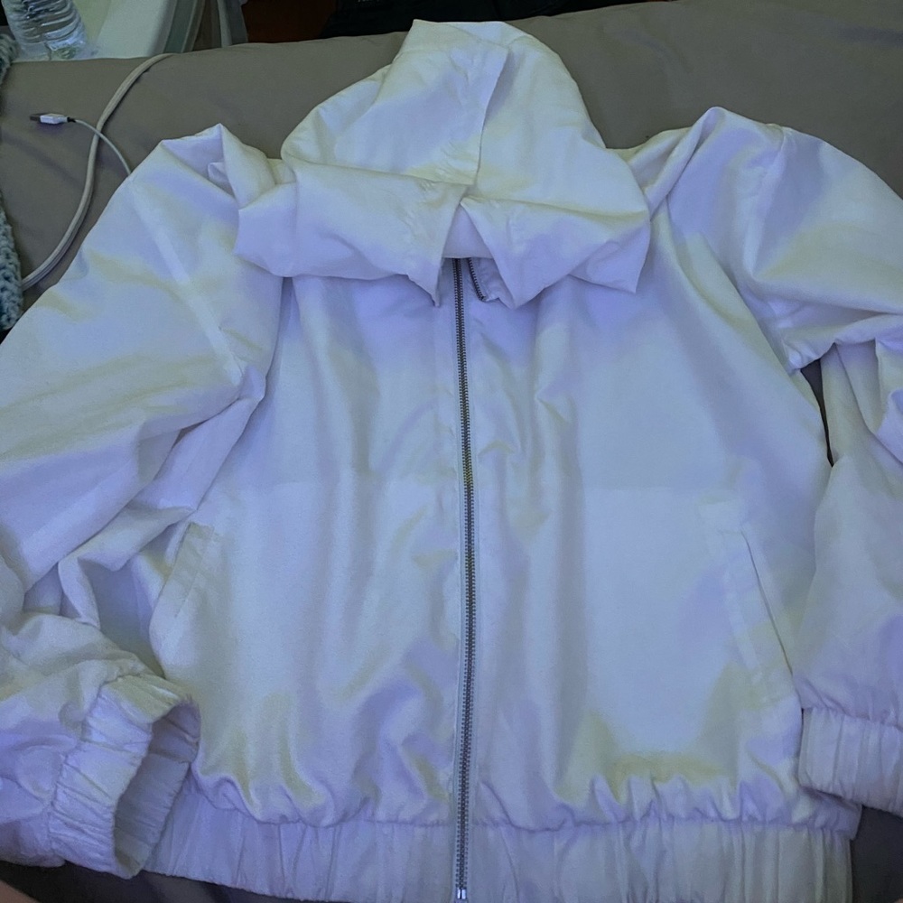White forever 21 bomber jacket